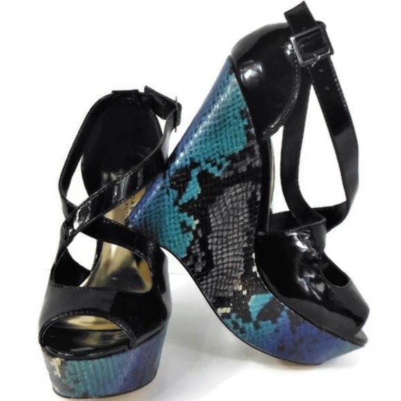 Kardashian Kollection Shoes - Kardashian Kollection Snake Skin Platform Wedges-6